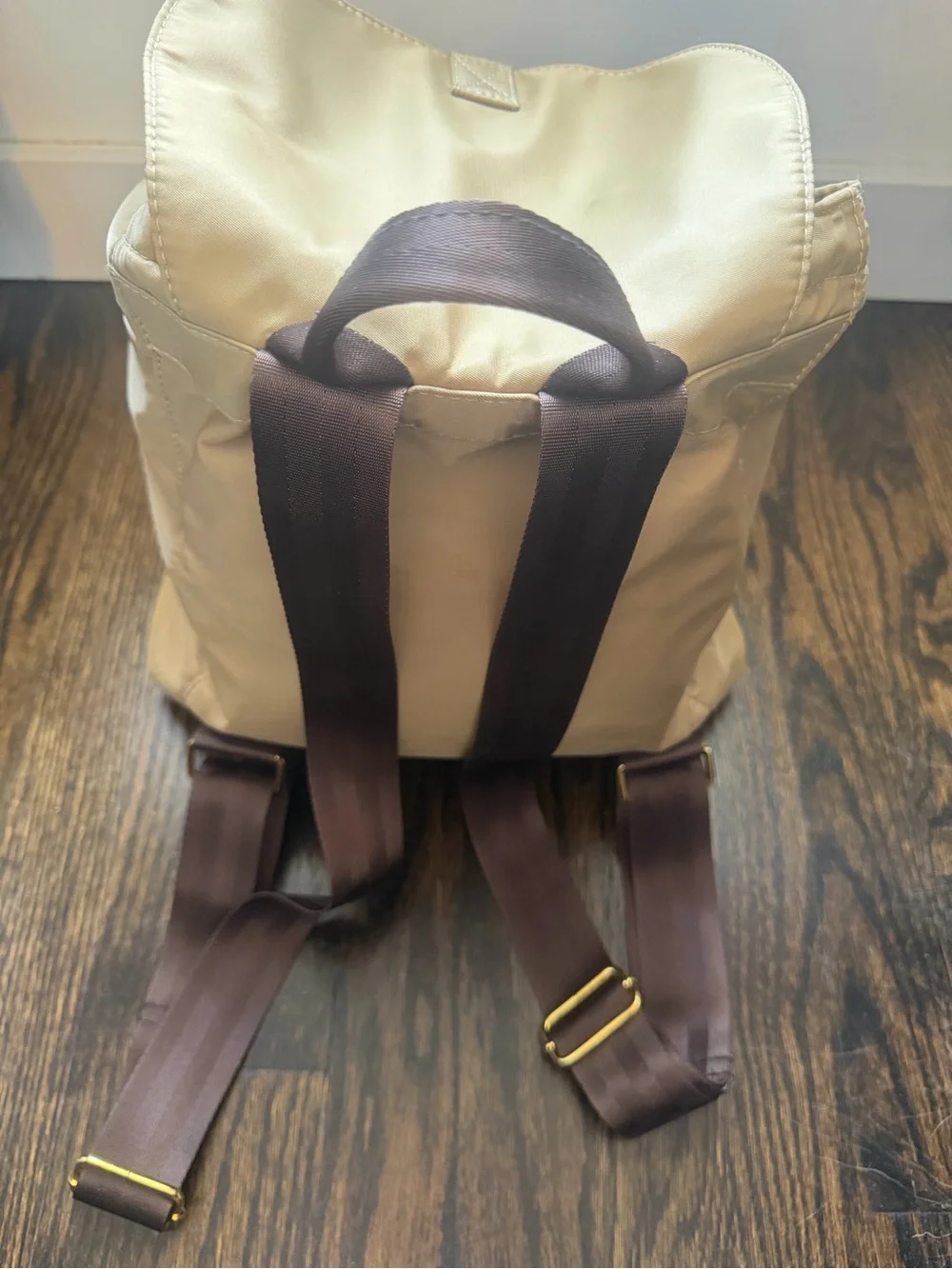 Drawstring Backpack Beige/Brown - Picture 2 of 5